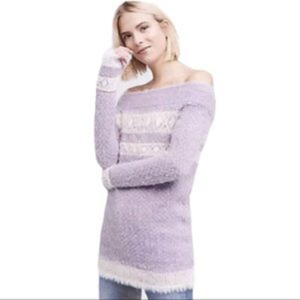 Sleeping on Snow x Anthropologie Faroe Fair Isle Sweater Light Purple Size Small